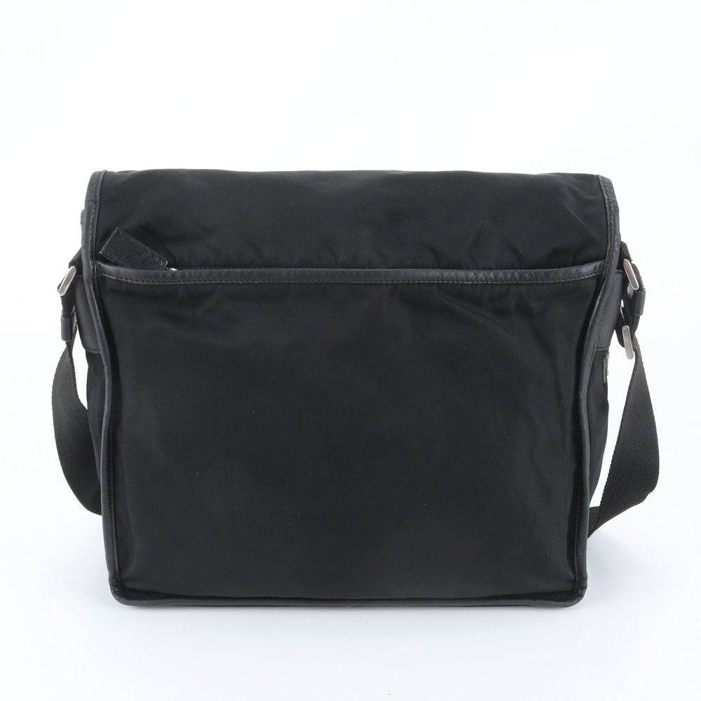 Prada White Tessuto Nylon Triangle Logo Leather Shoulder Bag Crossbody Business — view 3