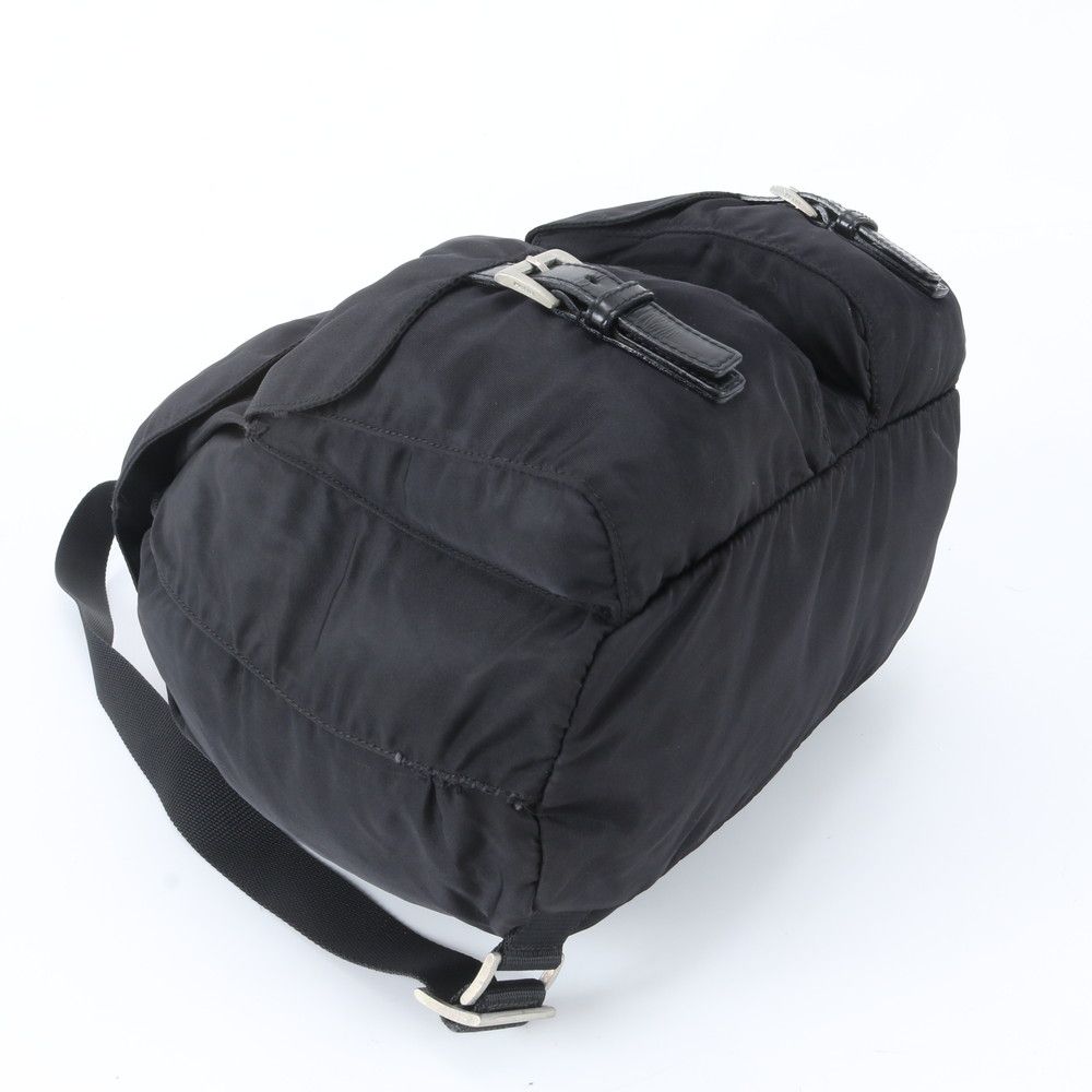 Prada Tessuto Nylon Triangle Logo Leather Backpack Black — view 4