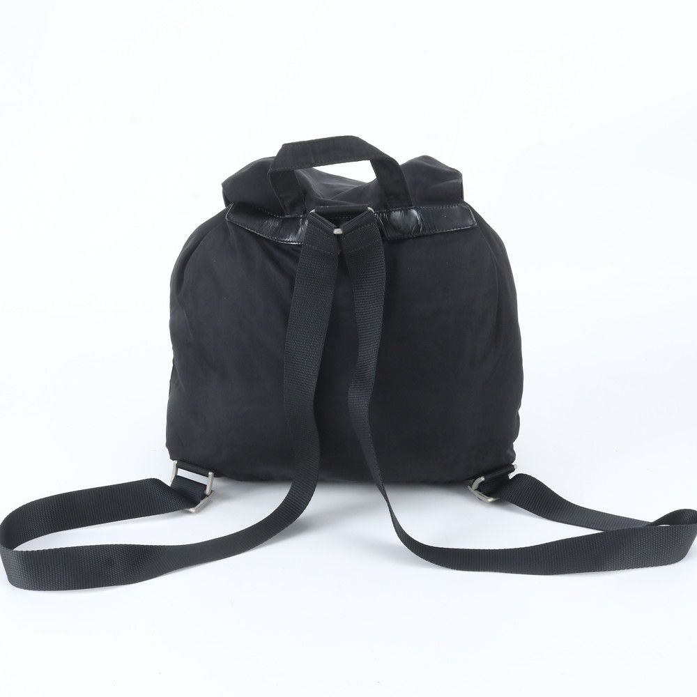 Prada Tessuto Nylon Triangle Logo Leather Backpack Black — view 3