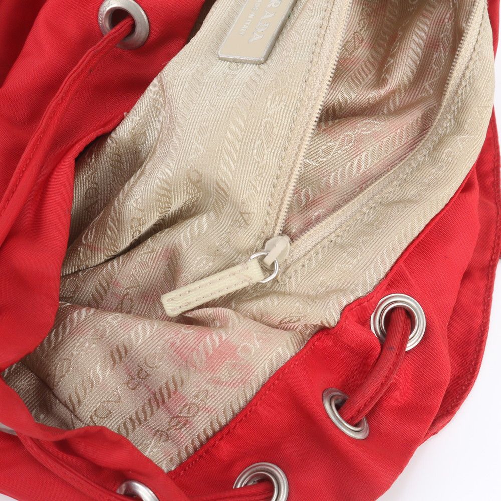 Prada Tessuto Nylon Triangle Logo Leather Backpack — view 8