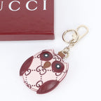 Gucci GG Pattern Owl Shape Bag Charm Leather
