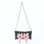 Prada Robot Leather Nylon 2-Way Chain Shoulder Bag Crossbody Clutch