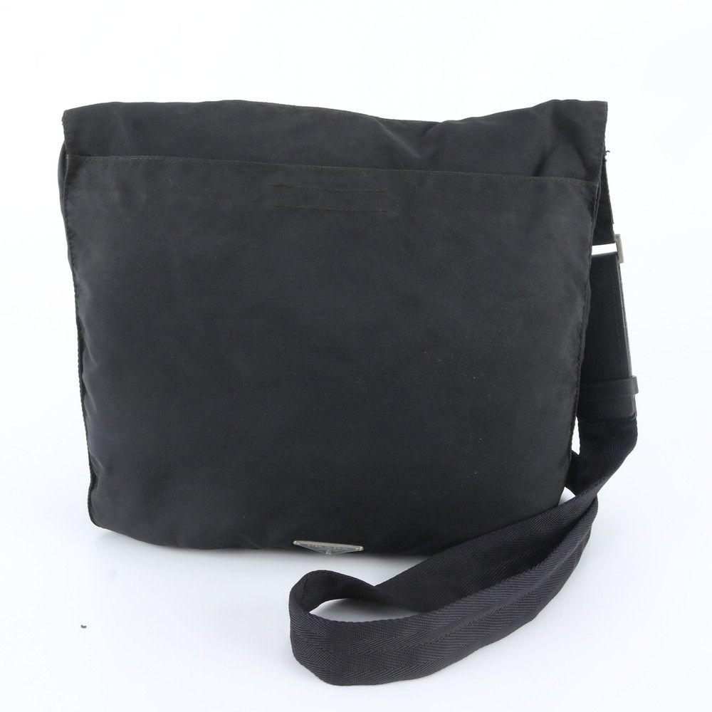 Prada White Tessuto Nylon Triangle Logo Leather Shoulder Bag Crossbody Messenger