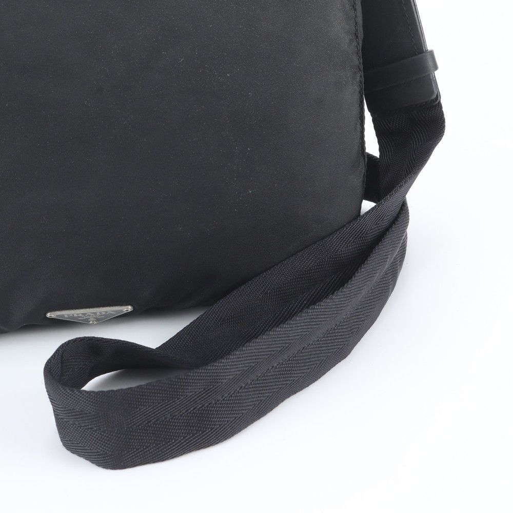 Prada White Tessuto Nylon Triangle Logo Leather Shoulder Bag Crossbody Messenger — view 2