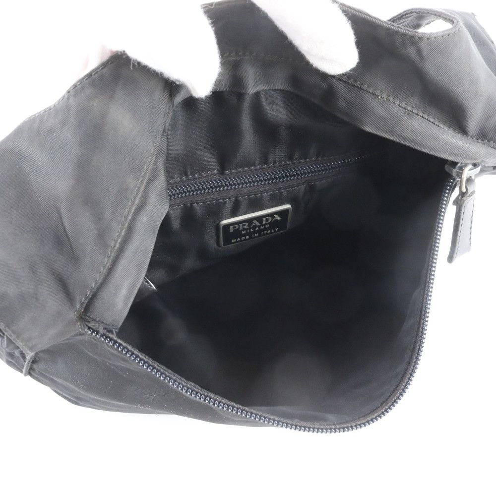 Prada White Tessuto Nylon Triangle Logo Leather Shoulder Bag Crossbody Messenger — view 8