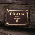 Prada Tessuto Nylon Jacquard Logo Drawstring Leather Tote Bag Shoulder Hand — view 8