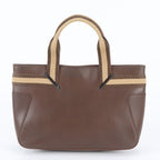 Gucci Leather Handbag Tote Brown