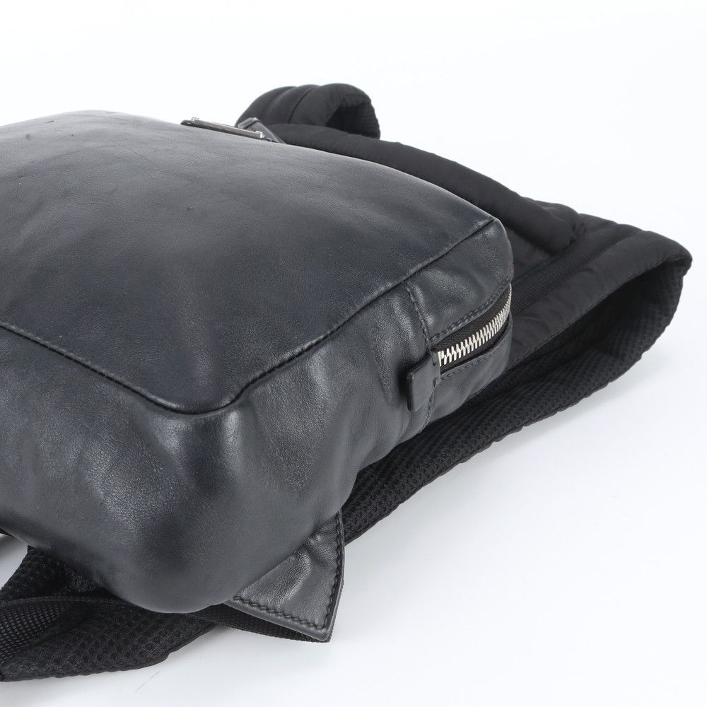 Prada White Tag Triangle Logo Leather Backpack Business — view 3