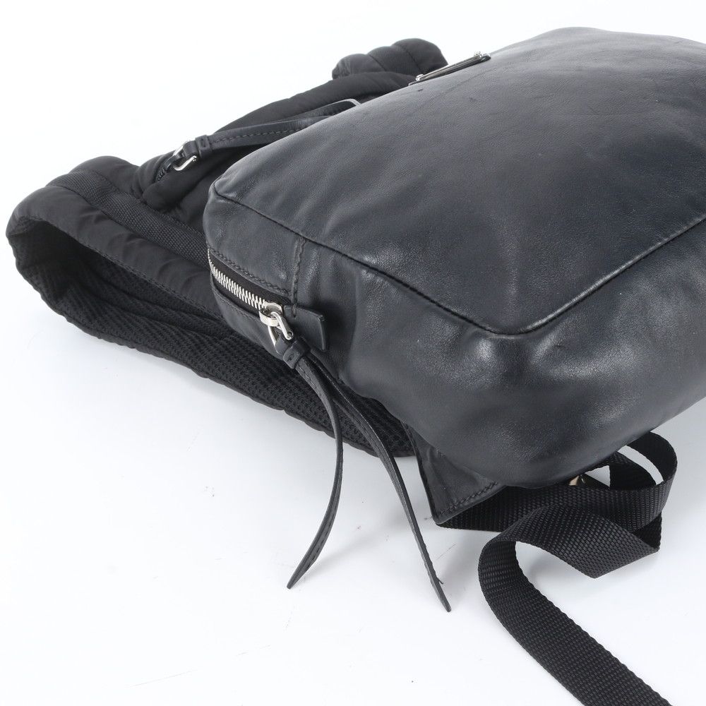 Prada White Tag Triangle Logo Leather Backpack Business — view 5