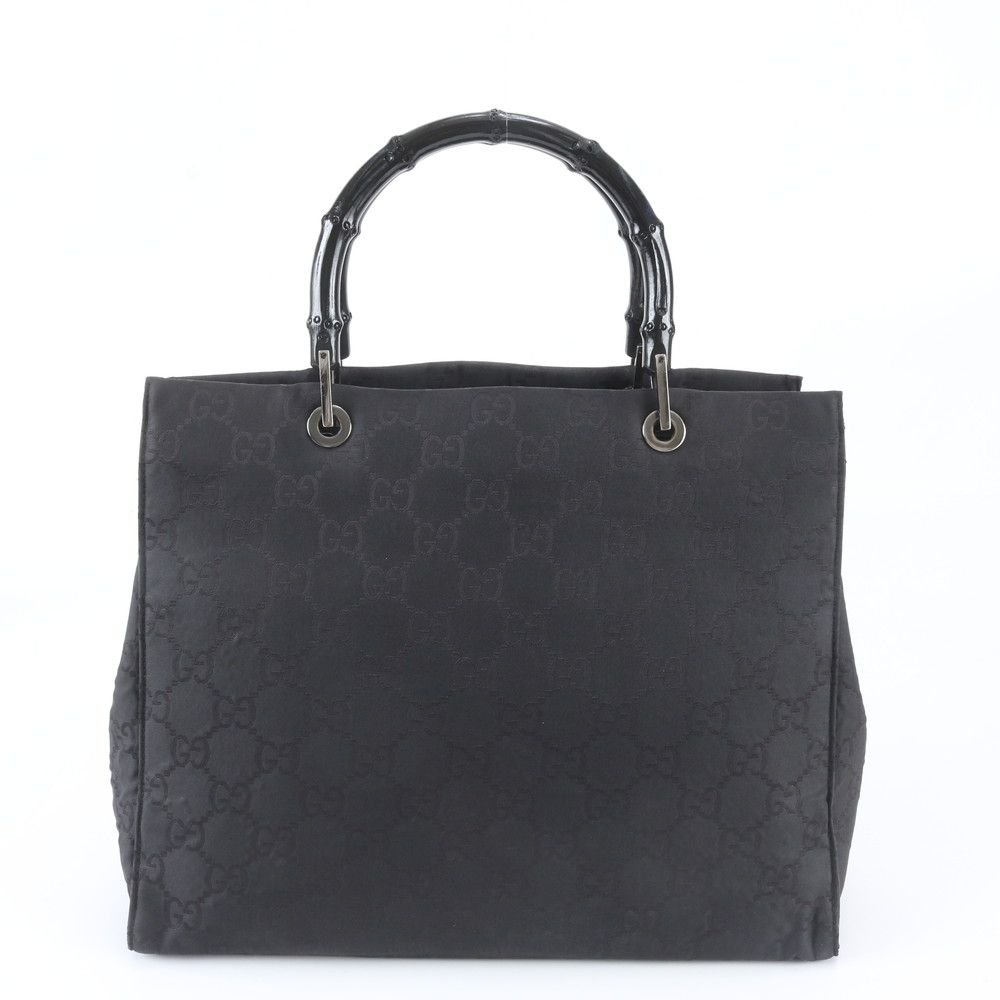 Gucci Bamboo GG Nylon Handbag Tote Black