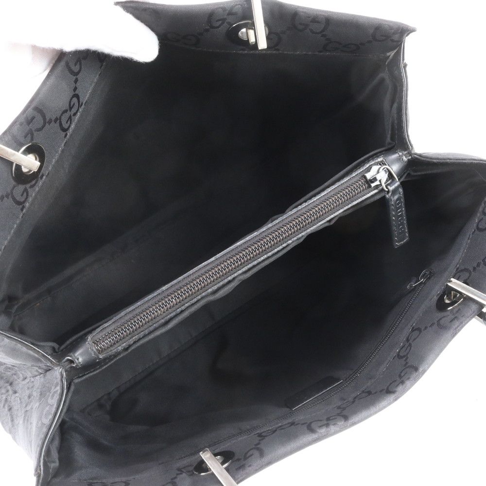 Gucci Bamboo GG Nylon Handbag Tote Black — view 7