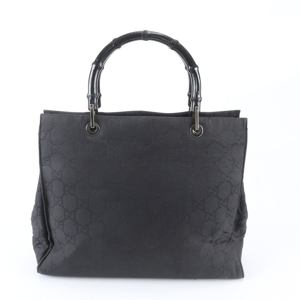 Gucci Bamboo GG Nylon Handbag Tote Black — view 3