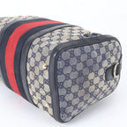 Gucci GG Canvas Leather Handbag Mini Boston Tote Navy — view 6