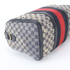 Gucci GG Canvas Leather Handbag Mini Boston Tote Navy — view 4
