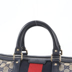 Gucci GG Canvas Leather Handbag Mini Boston Tote Navy — view 2