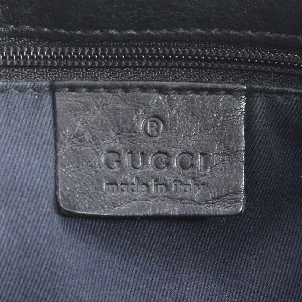 Gucci GG Canvas Horsebit Leather Tote Bag Shoulder Hand Black — view 8