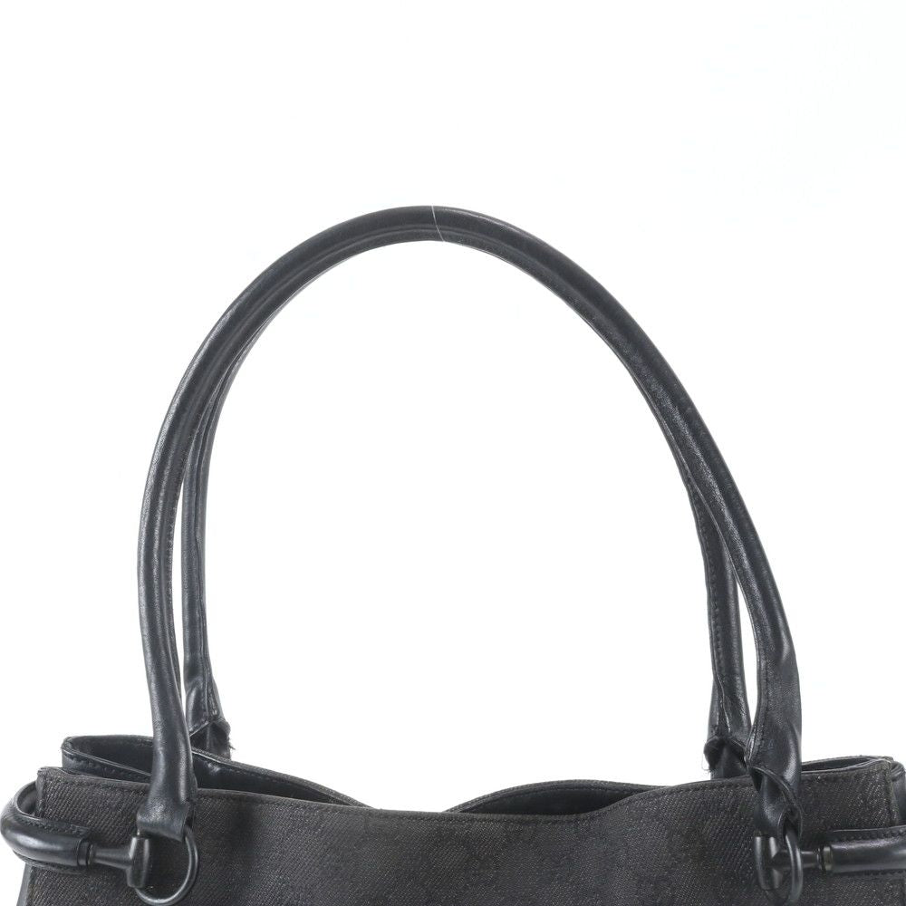 Gucci GG Canvas Horsebit Leather Tote Bag Shoulder Hand Black — view 2