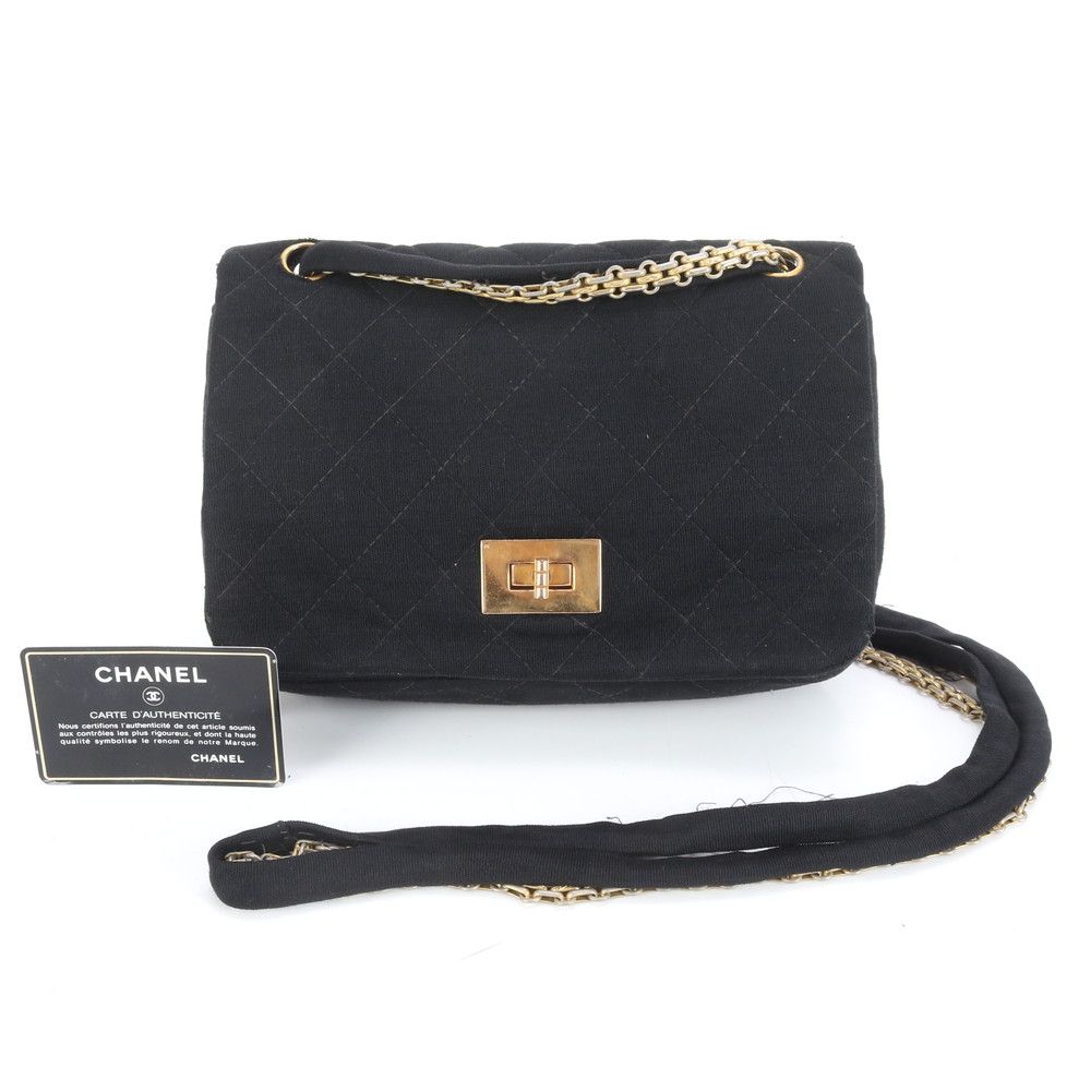 Chanel 2.55 Chain 2-Way Shoulder Bag Crossbody Leather Black