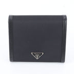 Prada Leather Nylon Trifold Wallet Compact Black — view 2
