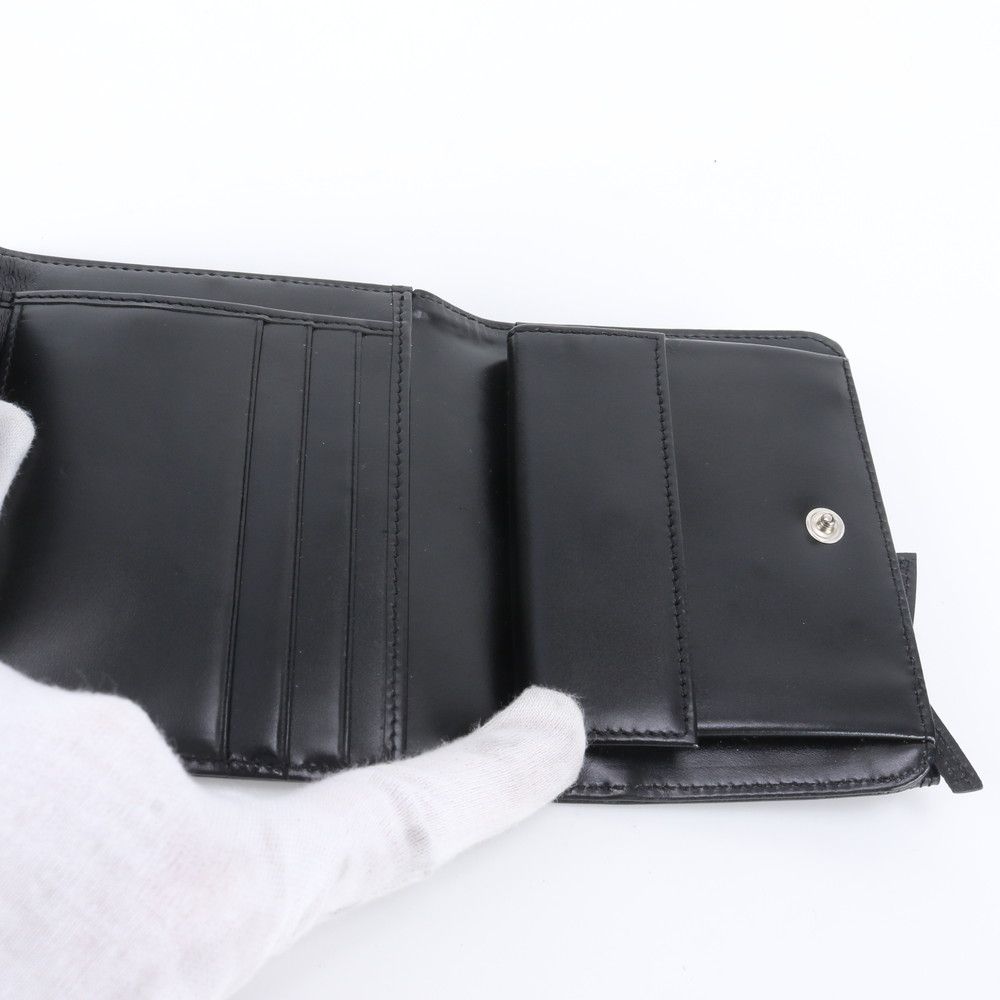 Prada Leather Nylon Trifold Wallet Compact Black — view 7
