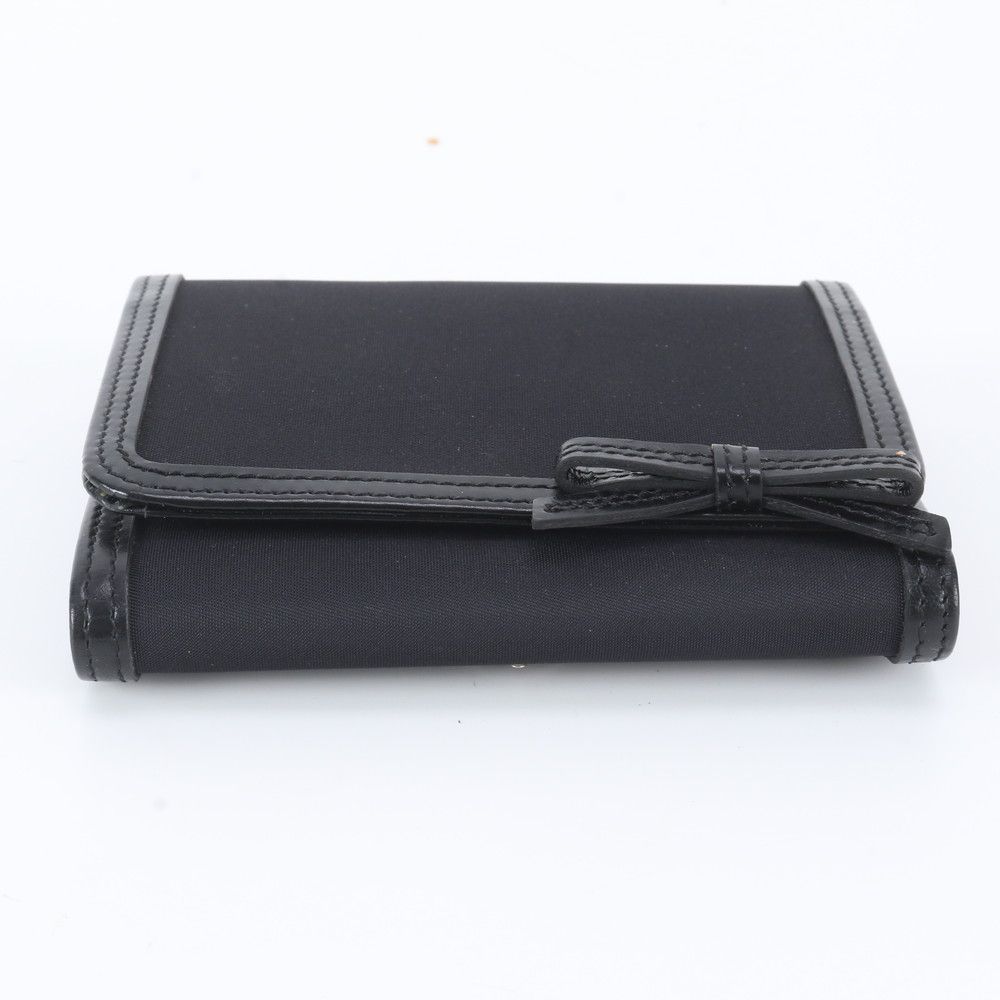 Prada Leather Nylon Trifold Wallet Compact Black — view 4