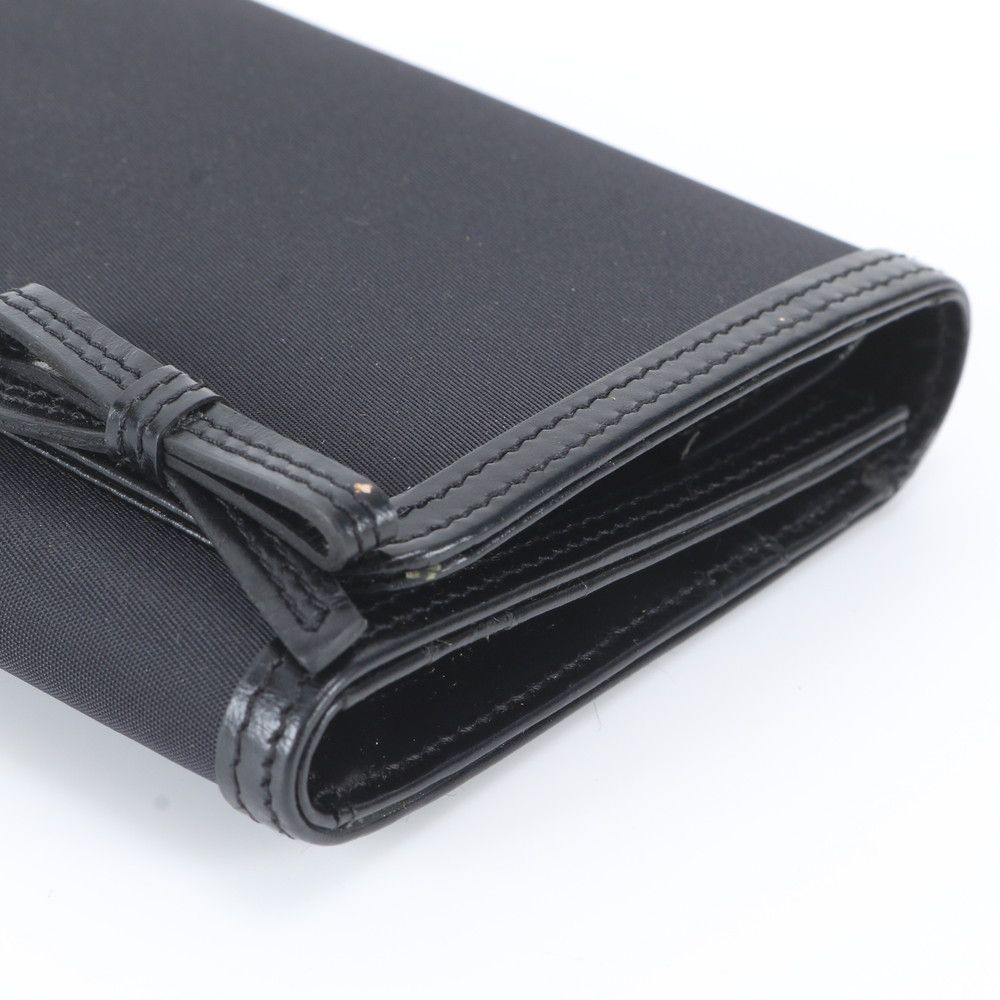 Prada Leather Nylon Trifold Wallet Compact Black — view 3