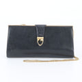 Gucci Vintage Leather Chain Shoulder Bag Crossbody Navy