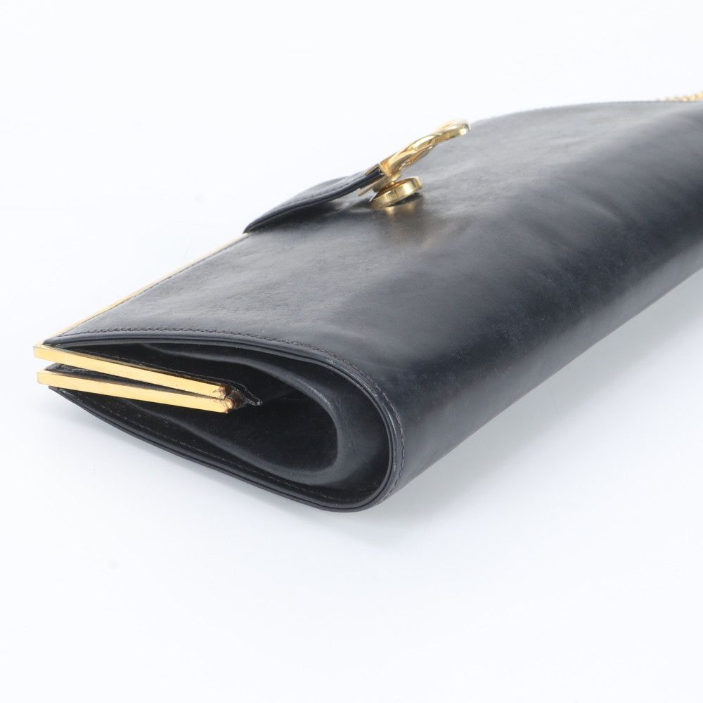 Gucci Vintage Leather Chain Shoulder Bag Crossbody Navy — view 5