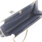 Gucci Vintage Leather Chain Shoulder Bag Crossbody Navy — view 7
