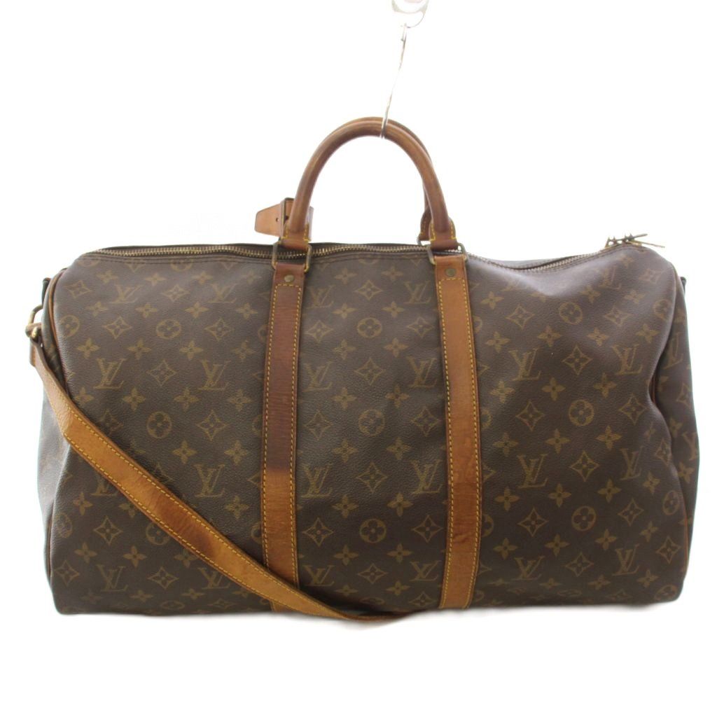 Louis Vuitton Keepall Bandouliere 50 Monogram Boston Bag Brown TK