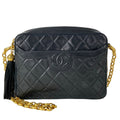 Chanel Shoulder Bag Quilted Black Chain Gold Tassel Bijou Lambskin