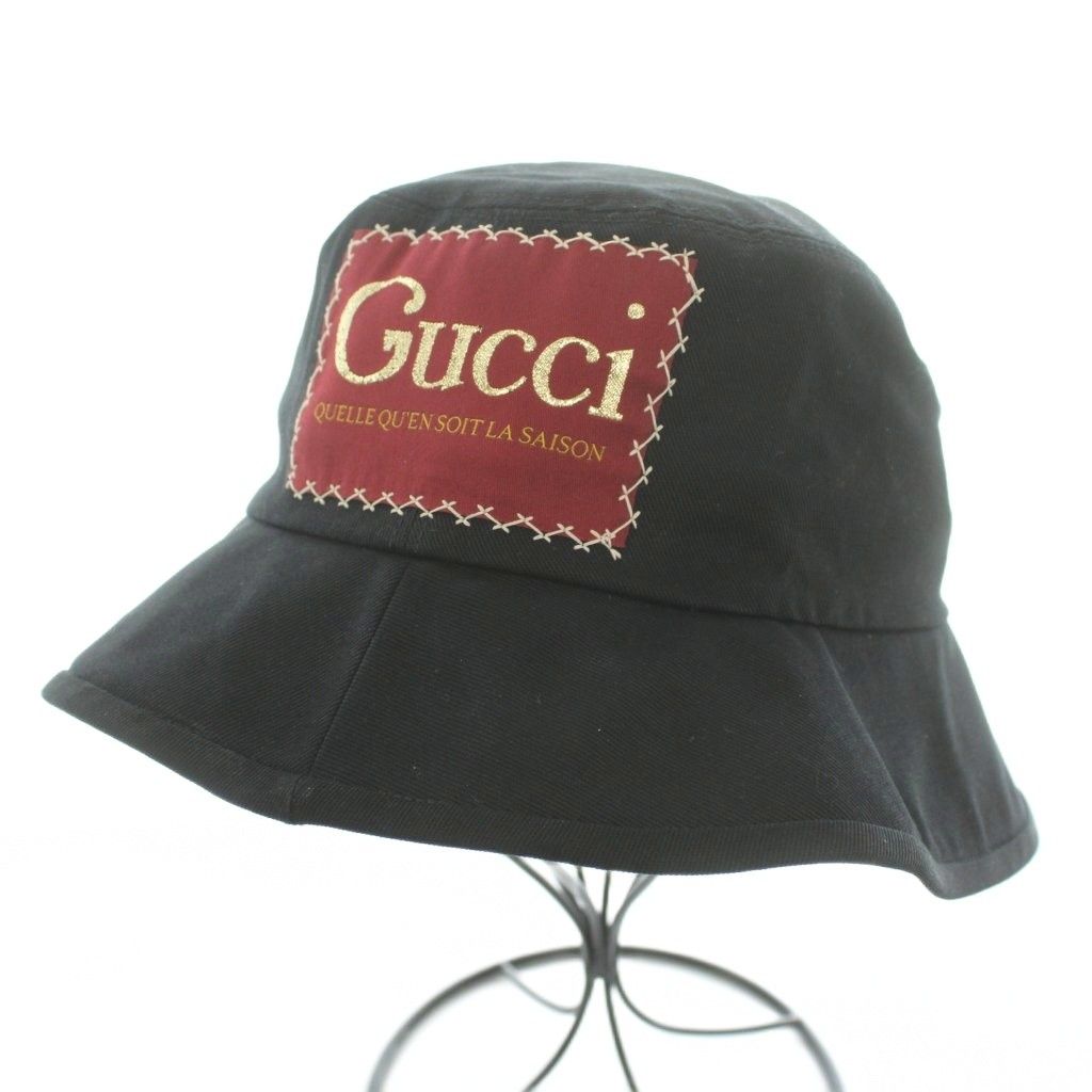 Gucci Labeled Cotton Fedora Hat Bucket Hat Logo S 57 Black BB