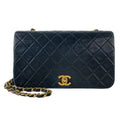 Chanel Shoulder Bag Single Flap Quilted Black Gold Chain Full Turnlock