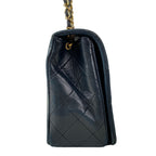 Chanel Shoulder Bag Single Flap Quilted Black Gold Chain Full Turnlock — view 2