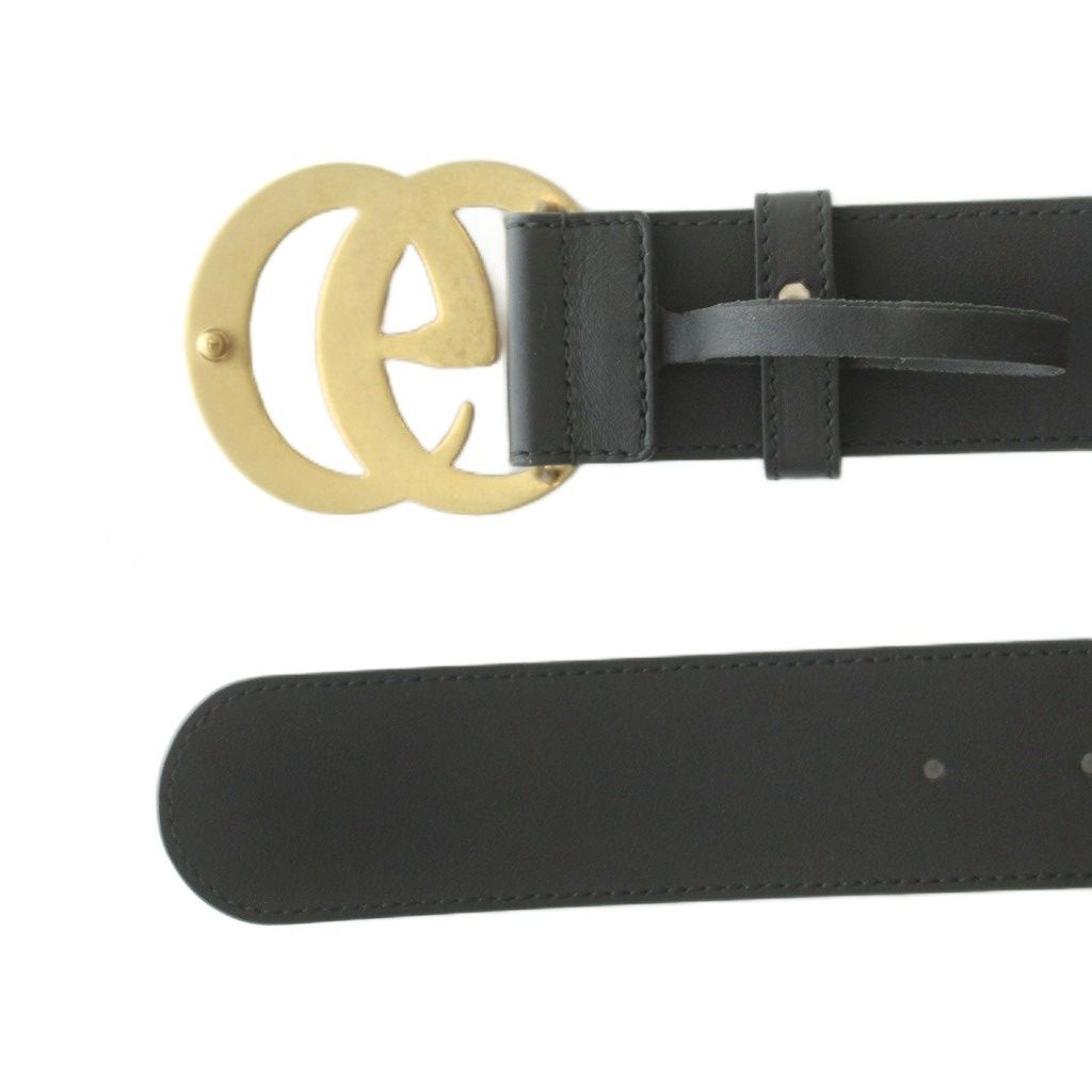Gucci Pearl Double G Wide Belt Leather 80/32 Black OH — view 4