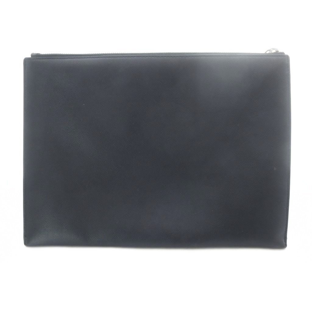 Saint Laurent Paris Clutch Leather Logo Black — view 2