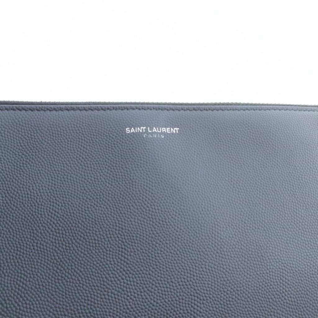 Saint Laurent Paris Clutch Leather Logo Black — view 4