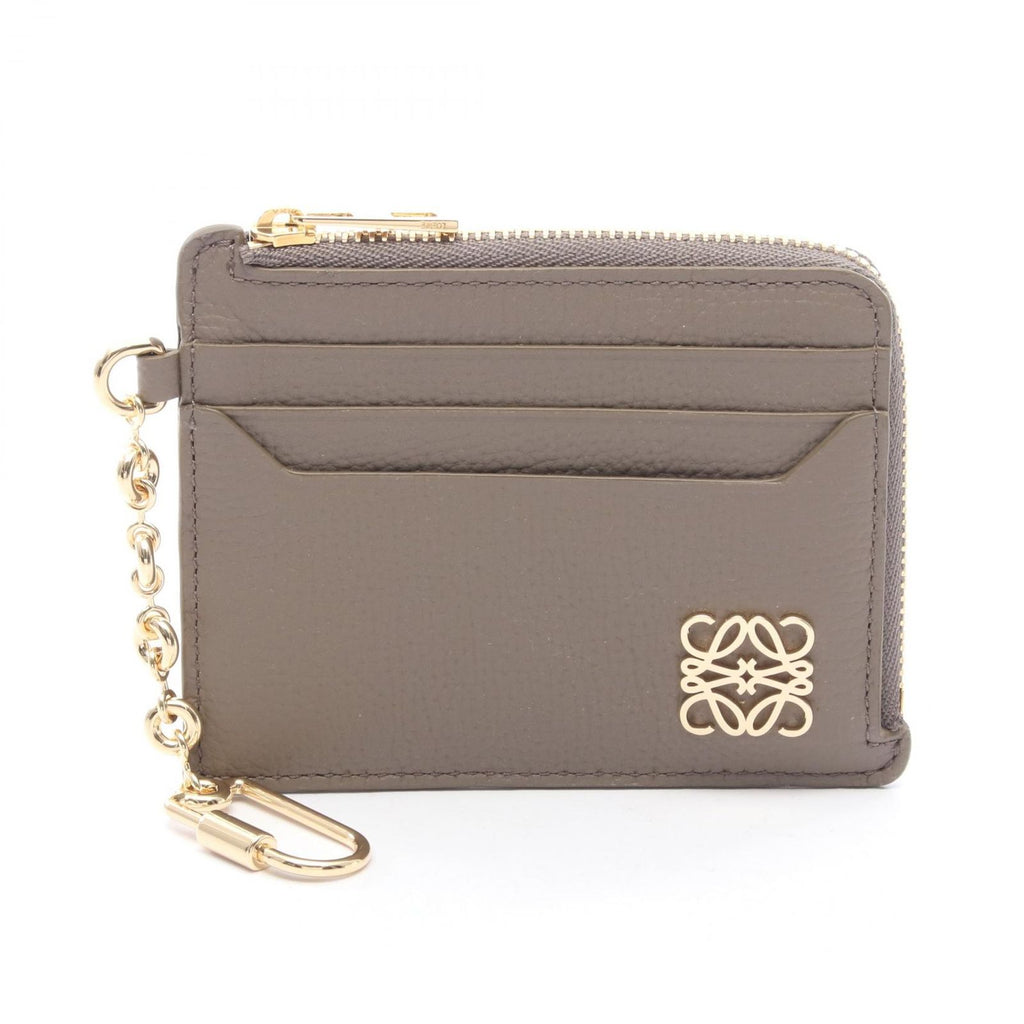 Loewe Anagram Square Coin Card Holder with Key Ring Leather Purse