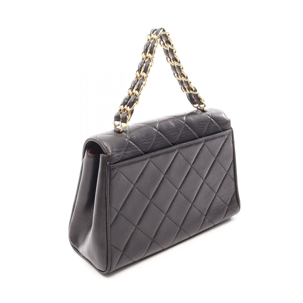 Chanel Handbag Quilted Black Lambskin Chain Top Handle Bag — view 2