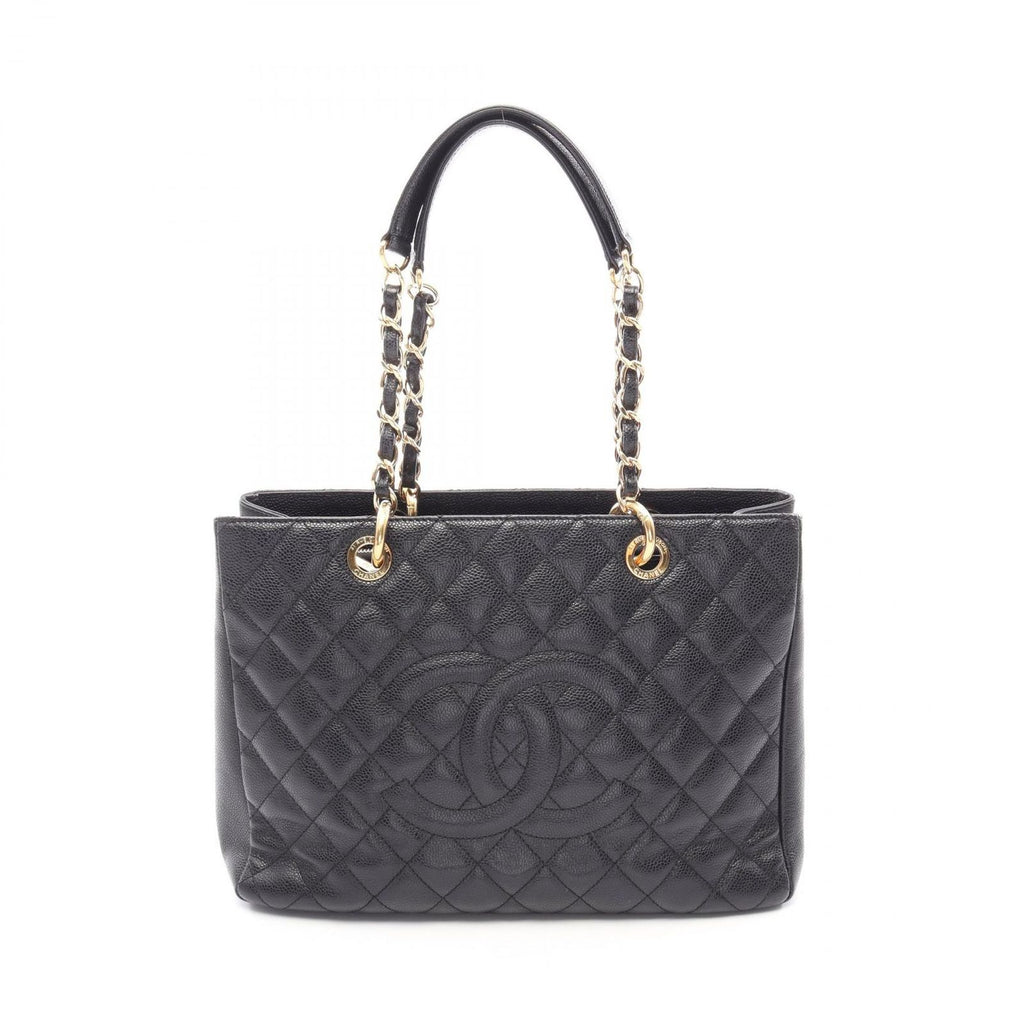 Chanel Tote Bag Quilted Grand Shopping GST Black Caviar Leather Chain