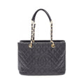 Chanel Tote Bag Quilted Grand Shopping GST Black Caviar Leather Chain