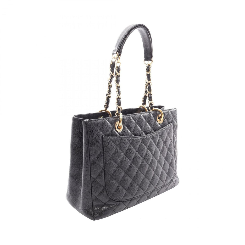 Chanel Tote Bag Quilted Grand Shopping GST Black Caviar Leather Chain — view 2