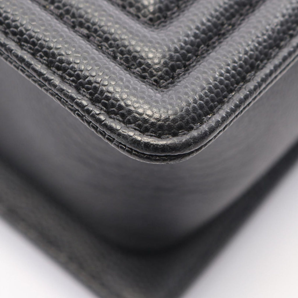 Chanel Shoulder Bag Boy Black Caviar Leather Chain — view 8