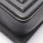 Chanel Shoulder Bag Boy Black Caviar Leather Chain — view 8