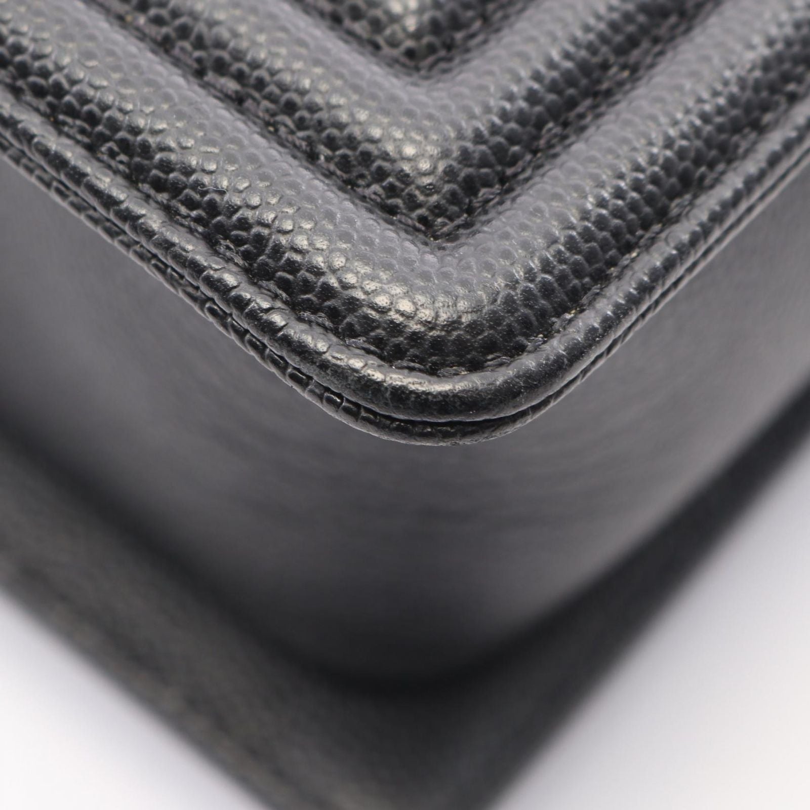 Chanel Shoulder Bag Boy Black Caviar Leather Chain — view 8