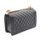 Chanel Shoulder Bag Boy Black Caviar Leather Chain — view 2