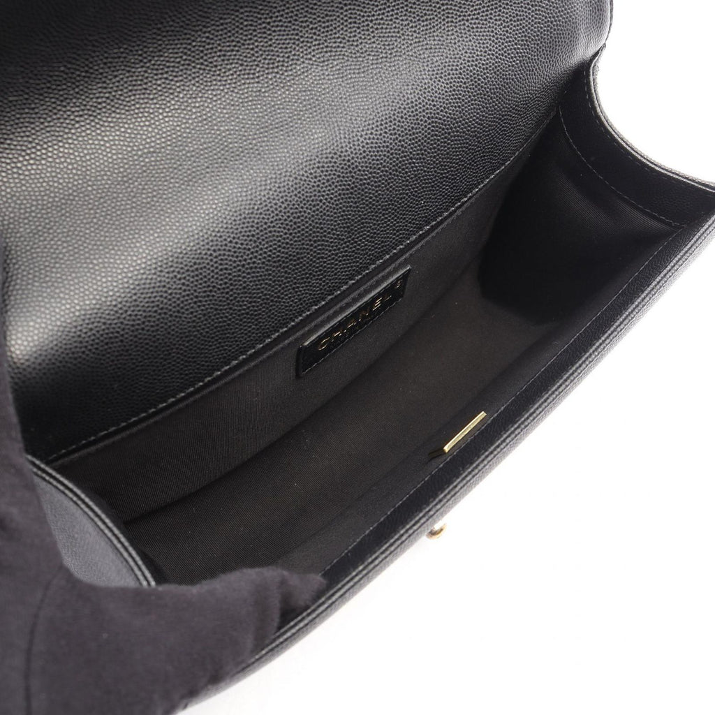 Chanel Shoulder Bag Boy Black Caviar Leather Chain — view 3