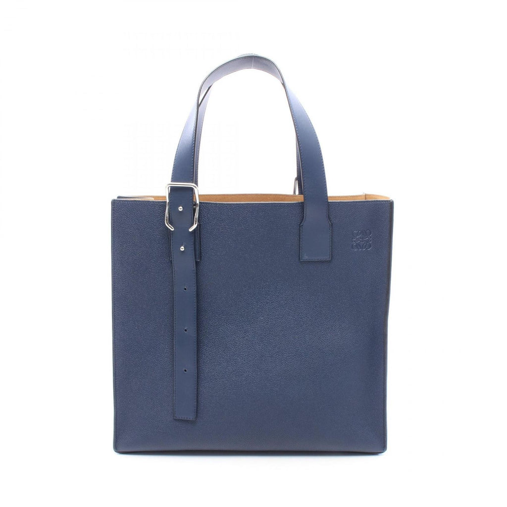 Loewe Tote Bag Buckle Horizontal Anagram Navy Leather