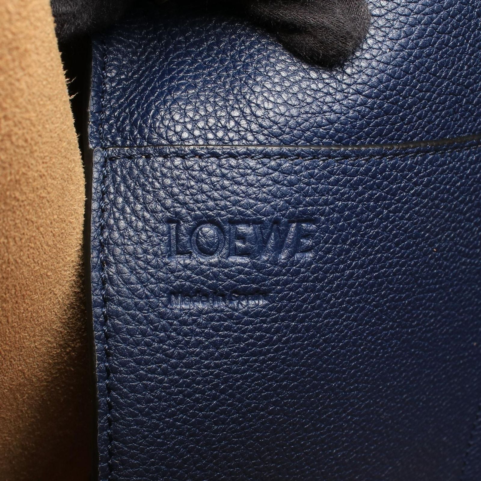 Loewe Tote Bag Buckle Horizontal Anagram Navy Leather — view 4