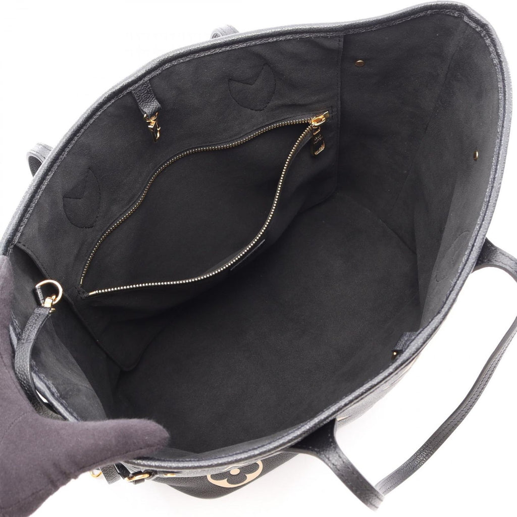 Louis Vuitton Tote Bag Neverfull MM Monogram Empreinte Black Beige Leather — view 3